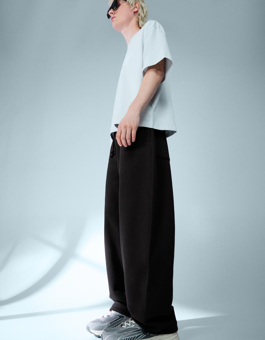 Balloon fit trousers-Black