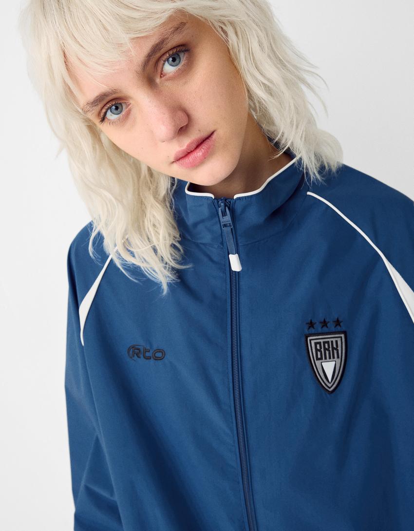 Blouson technique imprimé-Bleu-7