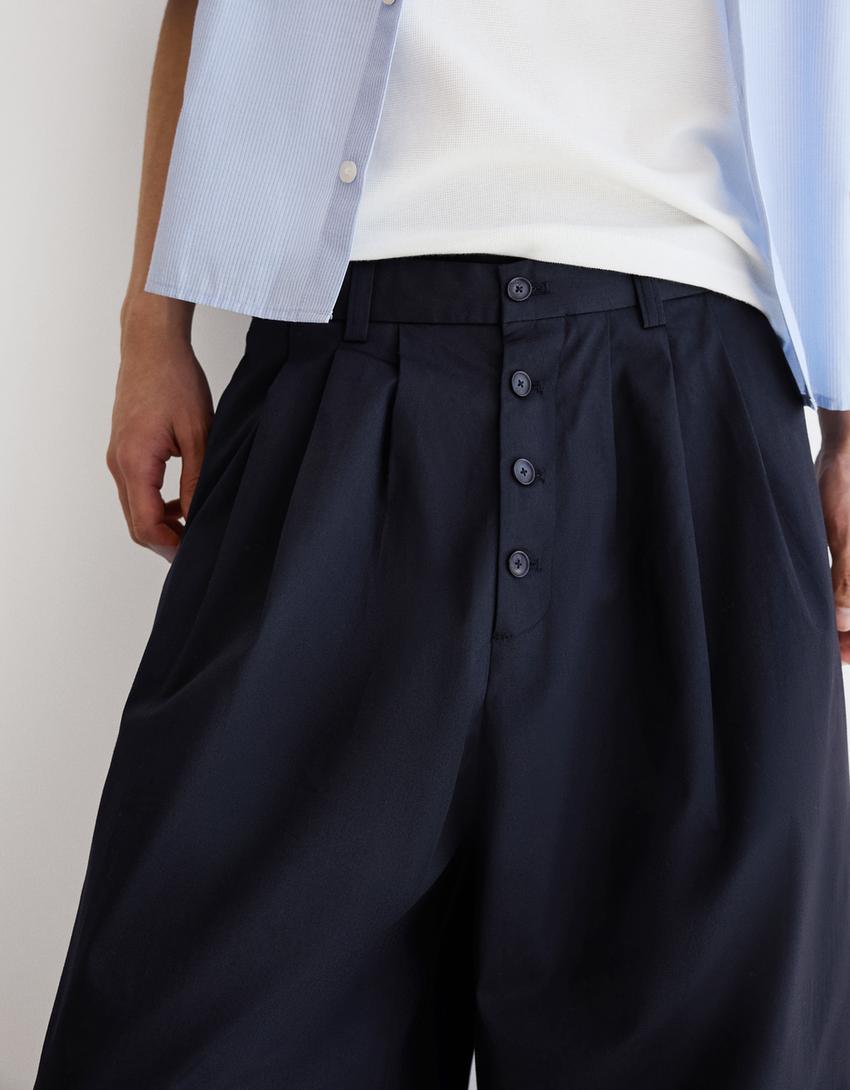 Pantalon barrel tailoring-Marine