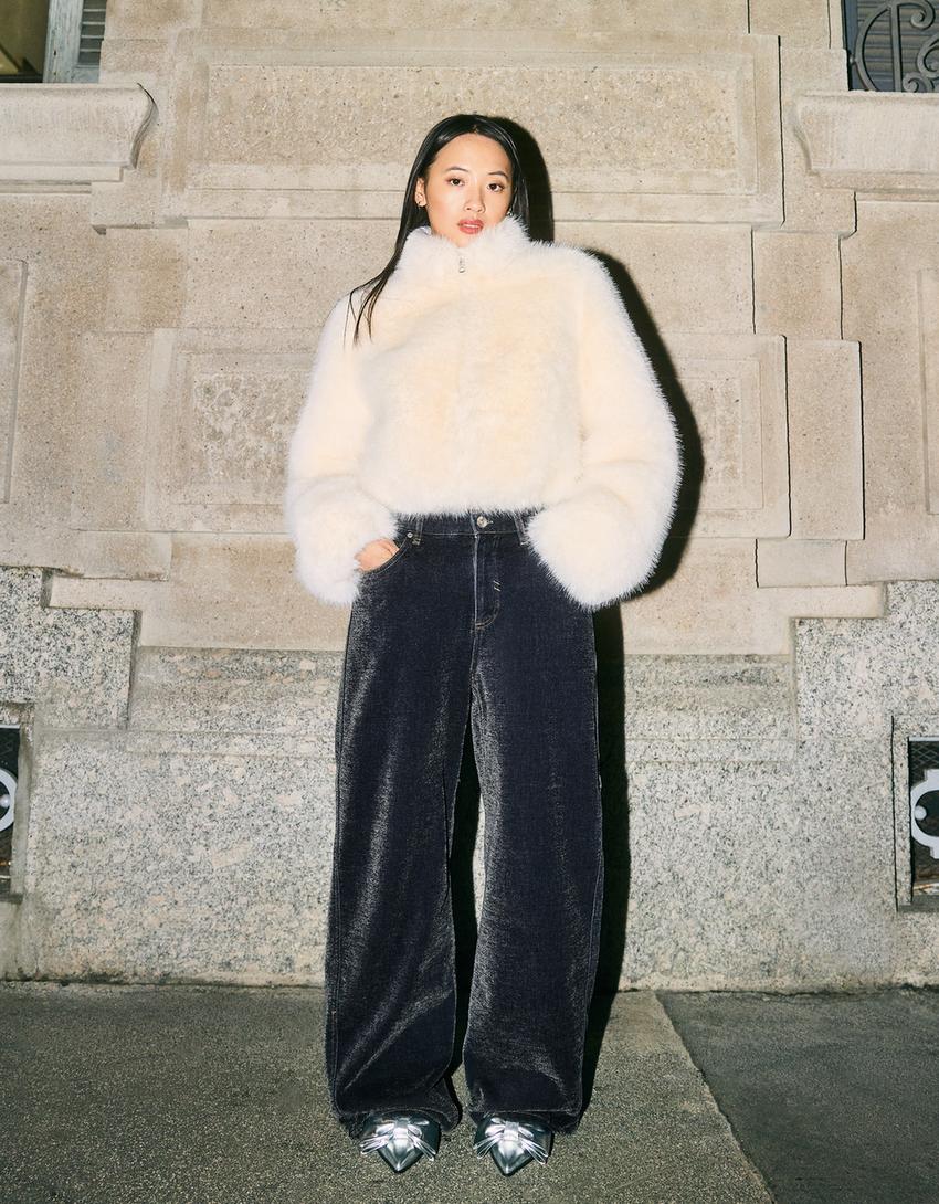 Faux fur jacket-Off white