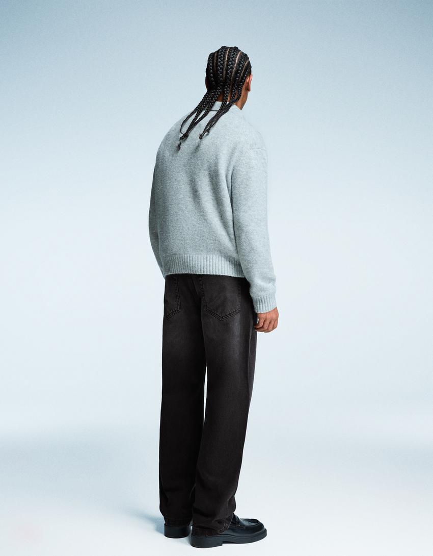 Relaxed-fit straight-leg jeans-Black