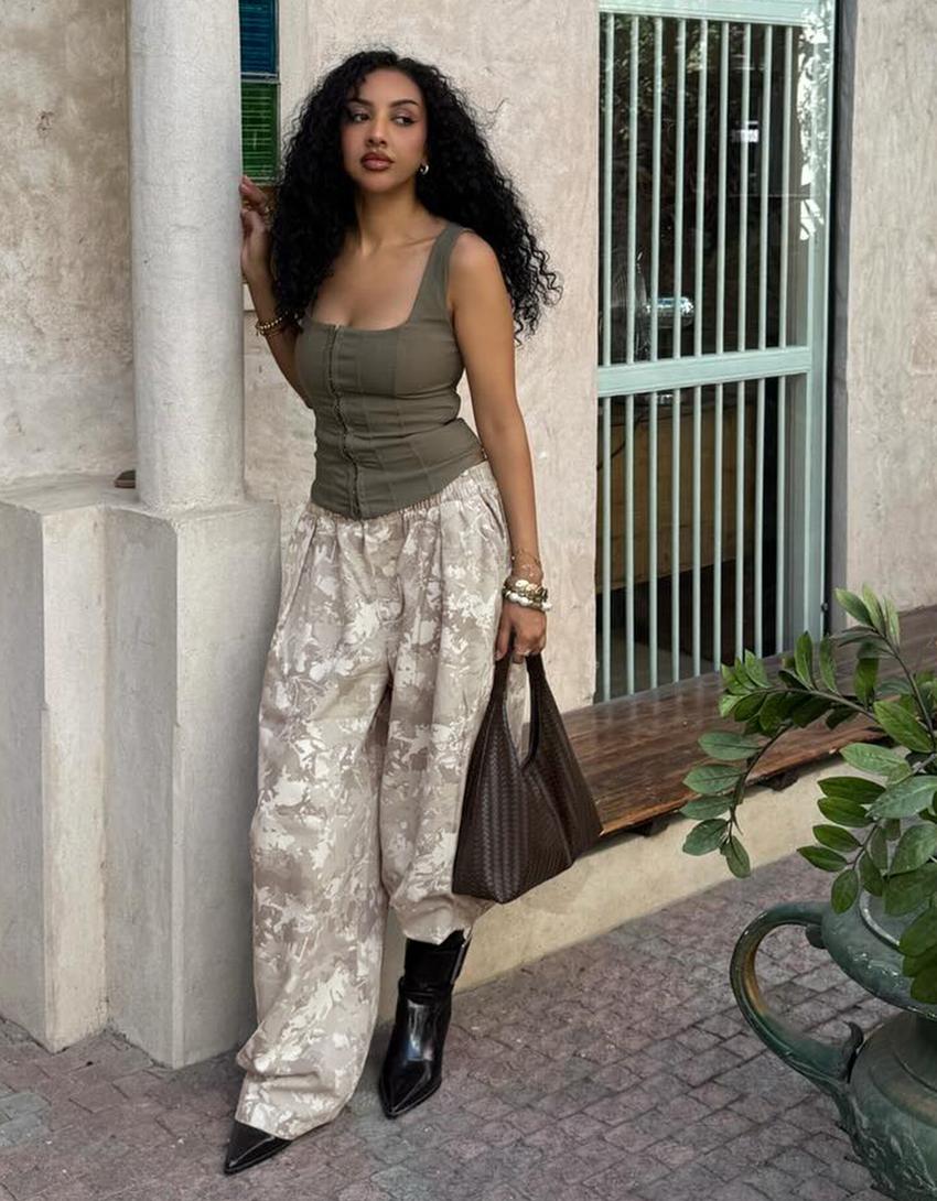 Pantalón balloon print-Arena