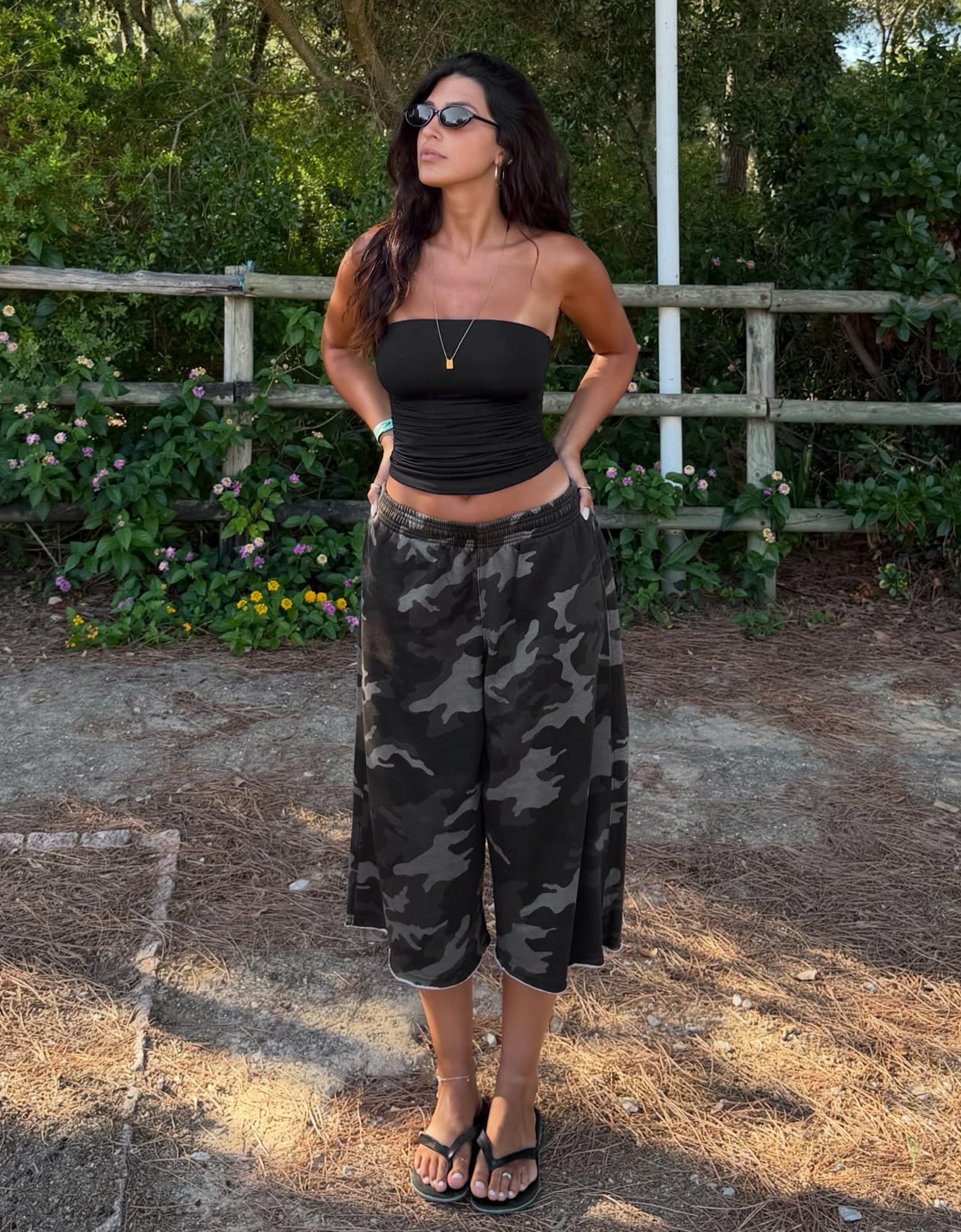 Ruched bandeau top — Black