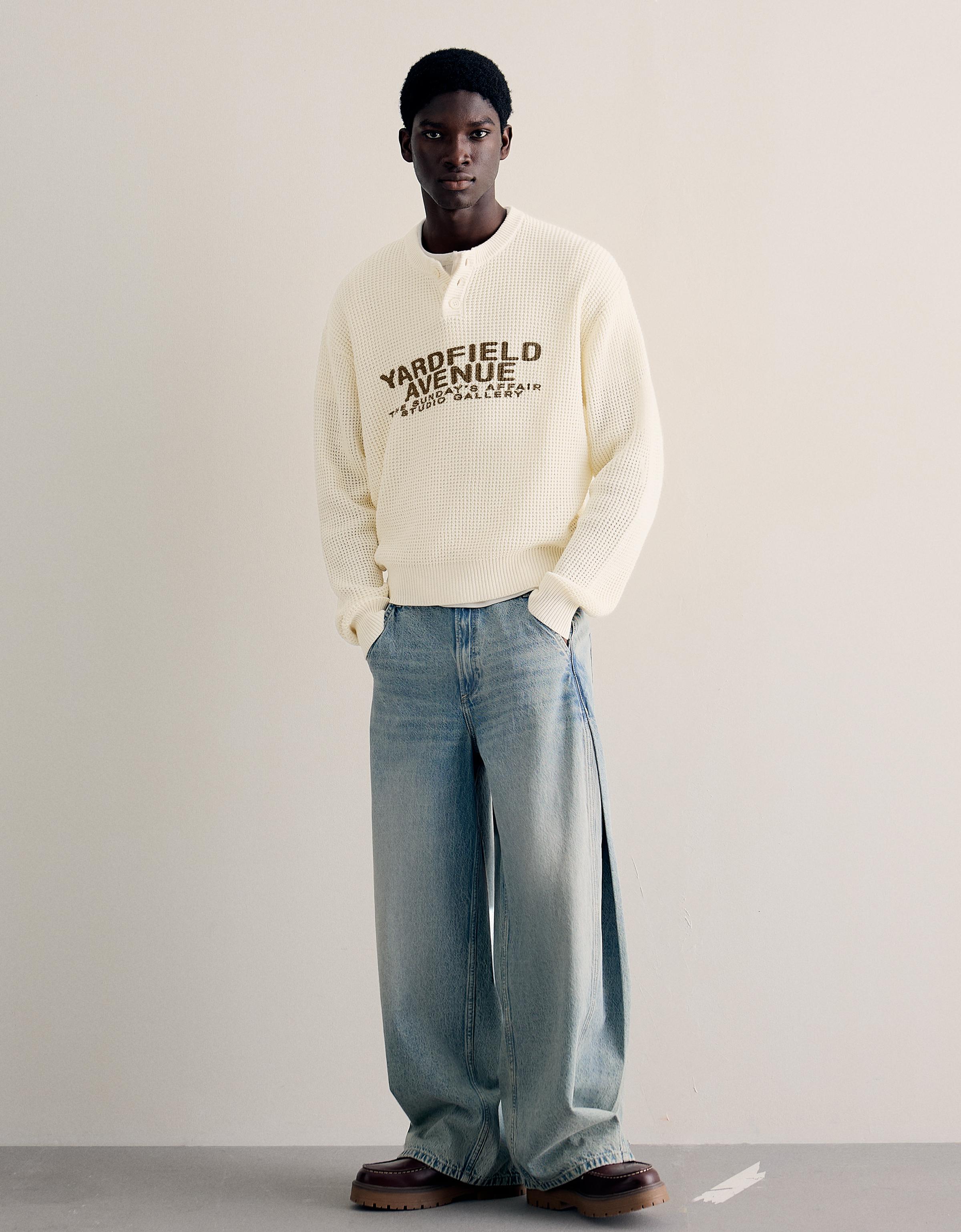 Baskılı düğmeli yaka süveter - Görsel 16