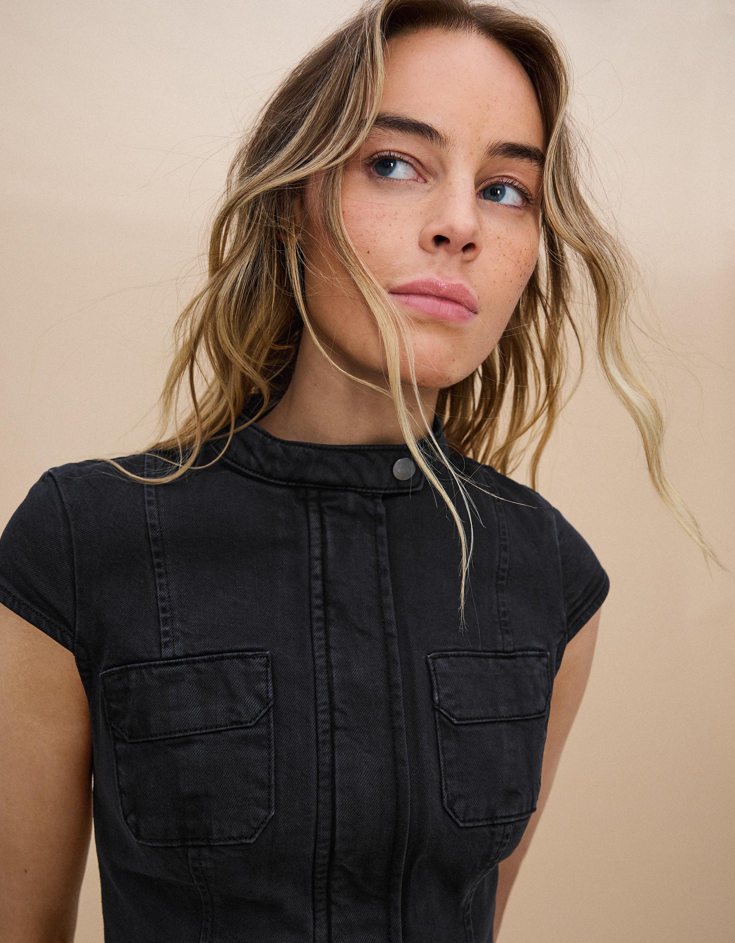 Mini twill dress — Grey