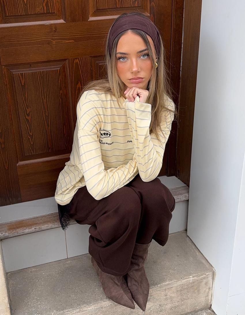 Oversize-Langarmshirt mit Print-Gelb