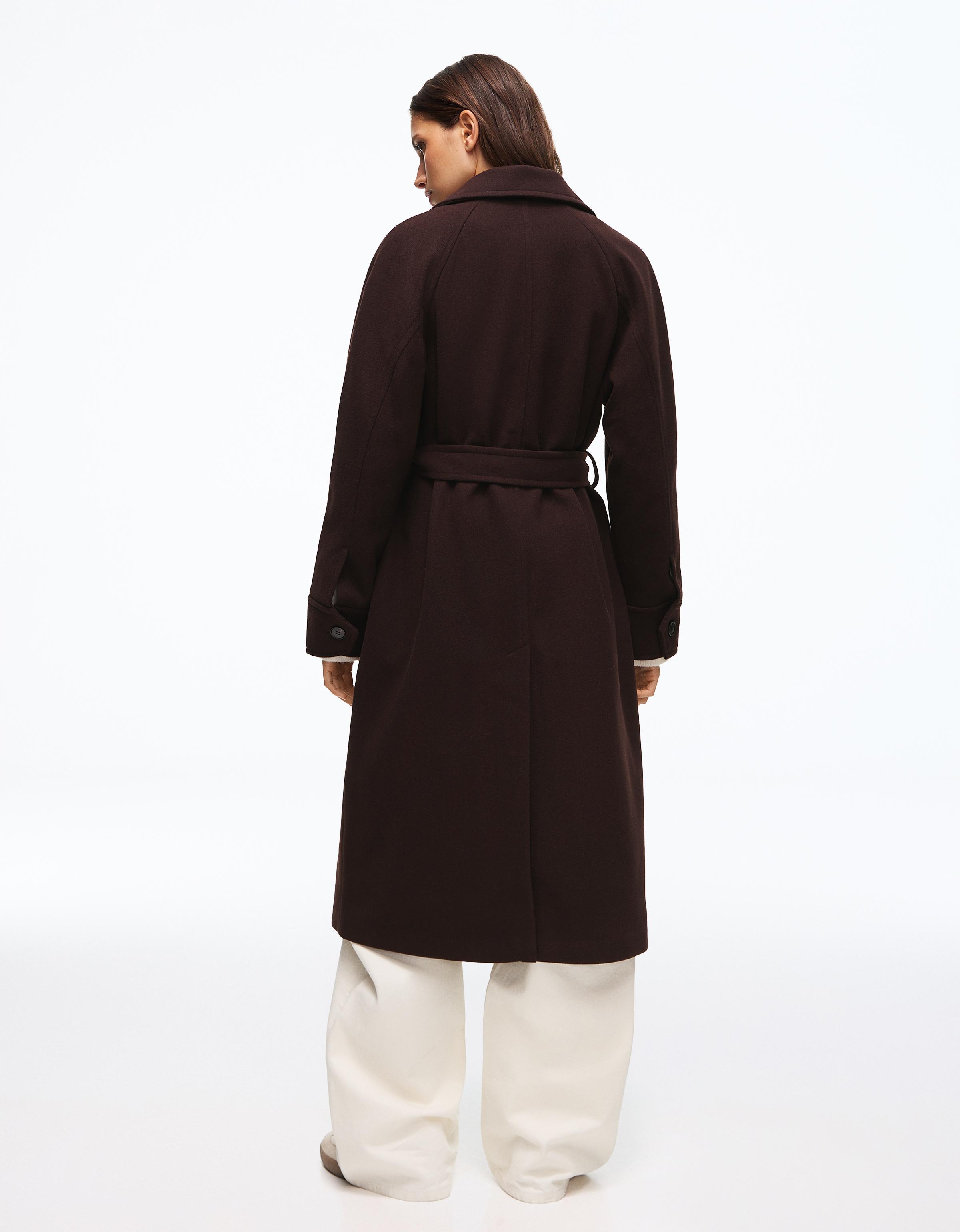 Long soft belted coat — Brown