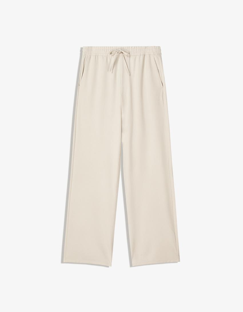 Calças retas jogger tailored fit-Cru-3