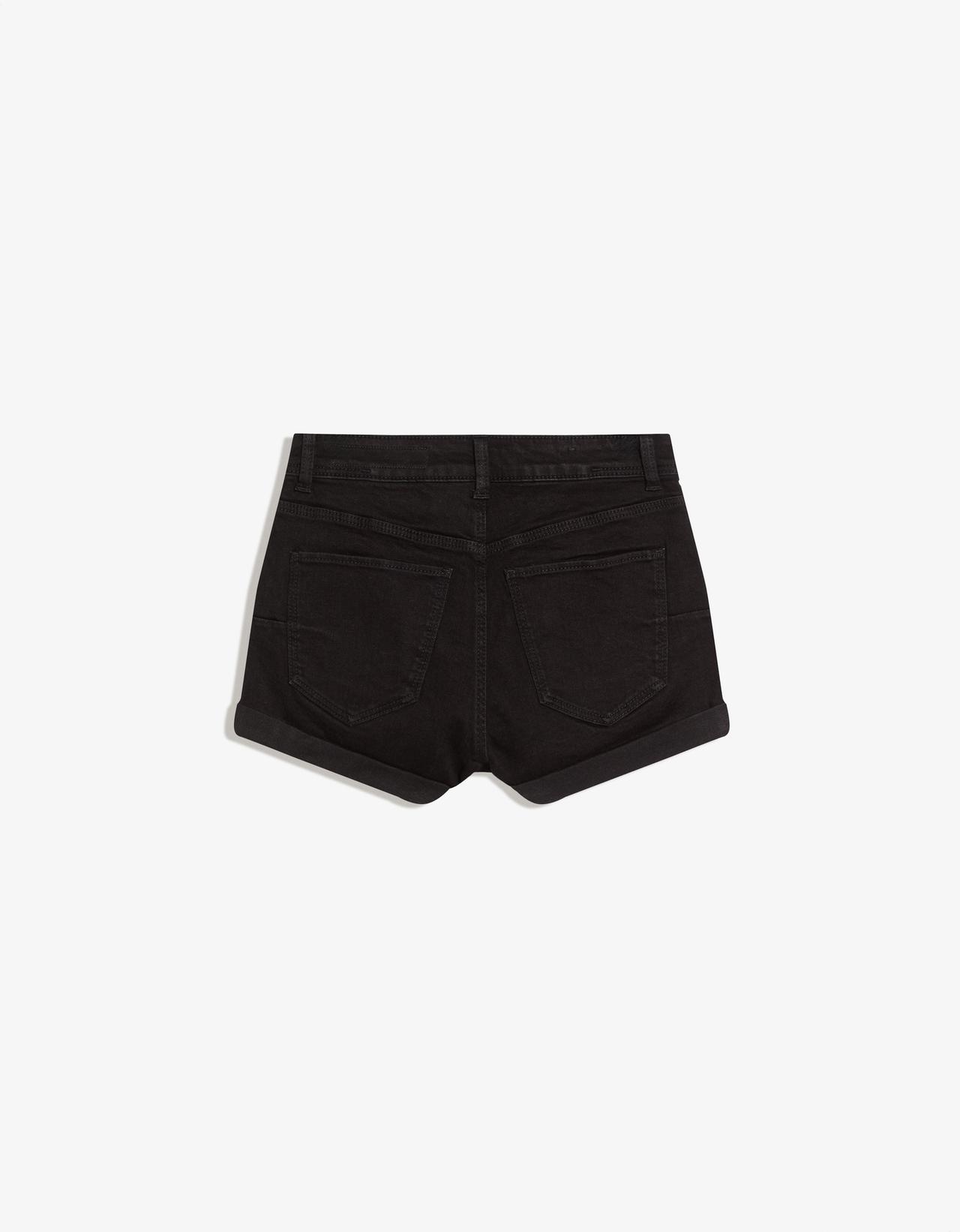 Roll-up denim shorts — Black