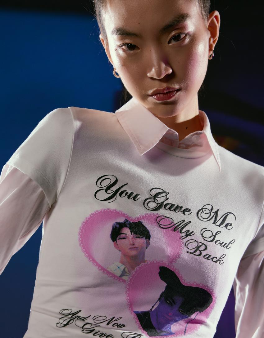 KPop Demon Hunters Derpy short sleeve print T-shirt-Pink