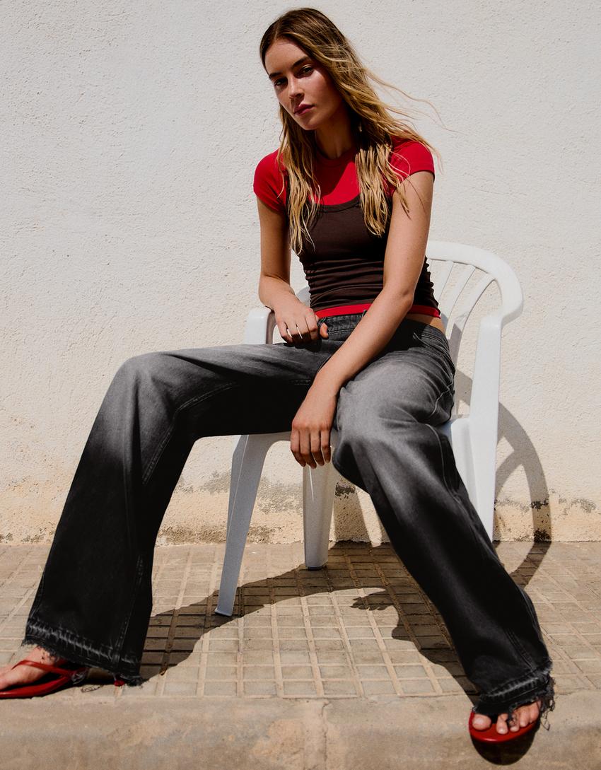 Straight flare jean-Siyah
