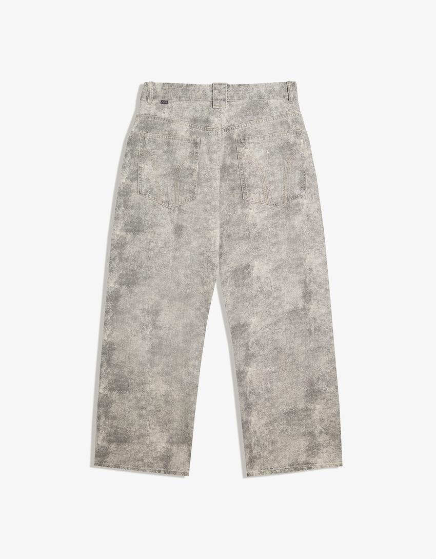 Calças superbaggy com estampa-Cru