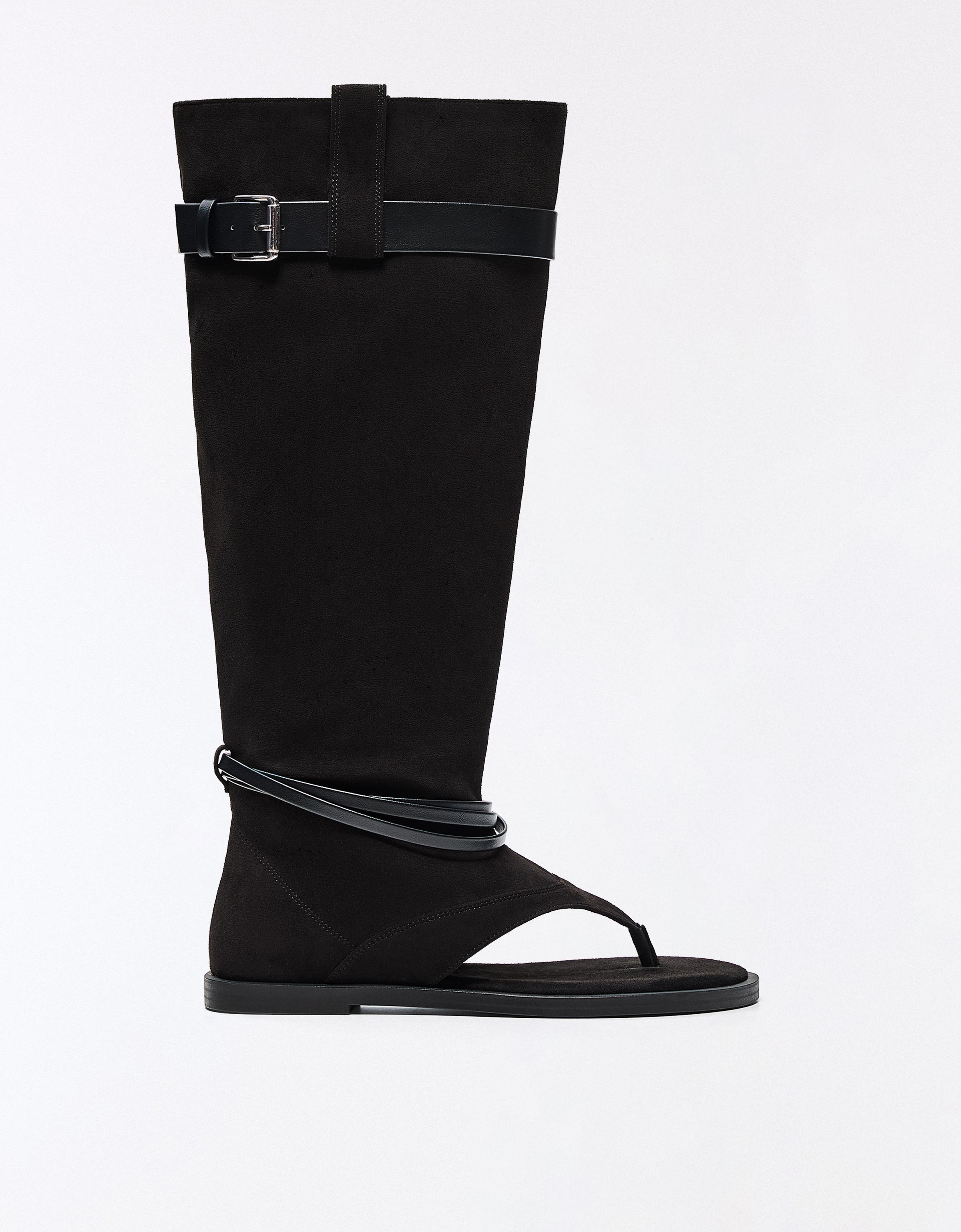 Bershka Sandalia Plana Trouser Hebilla Mujer Negro