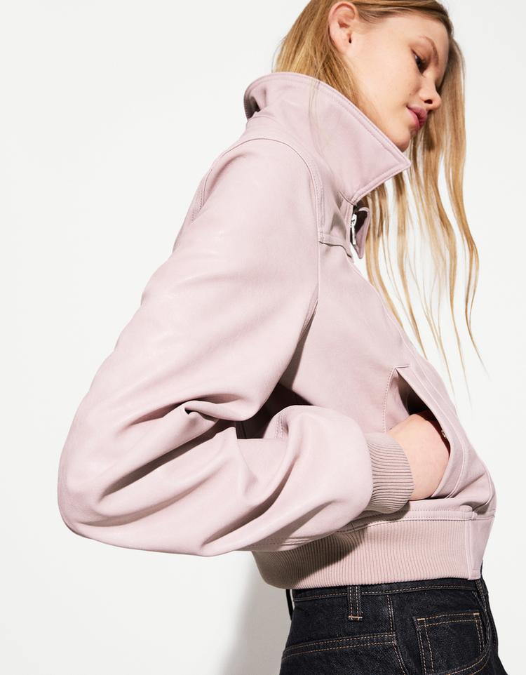 Ribbed faux leather jacket
