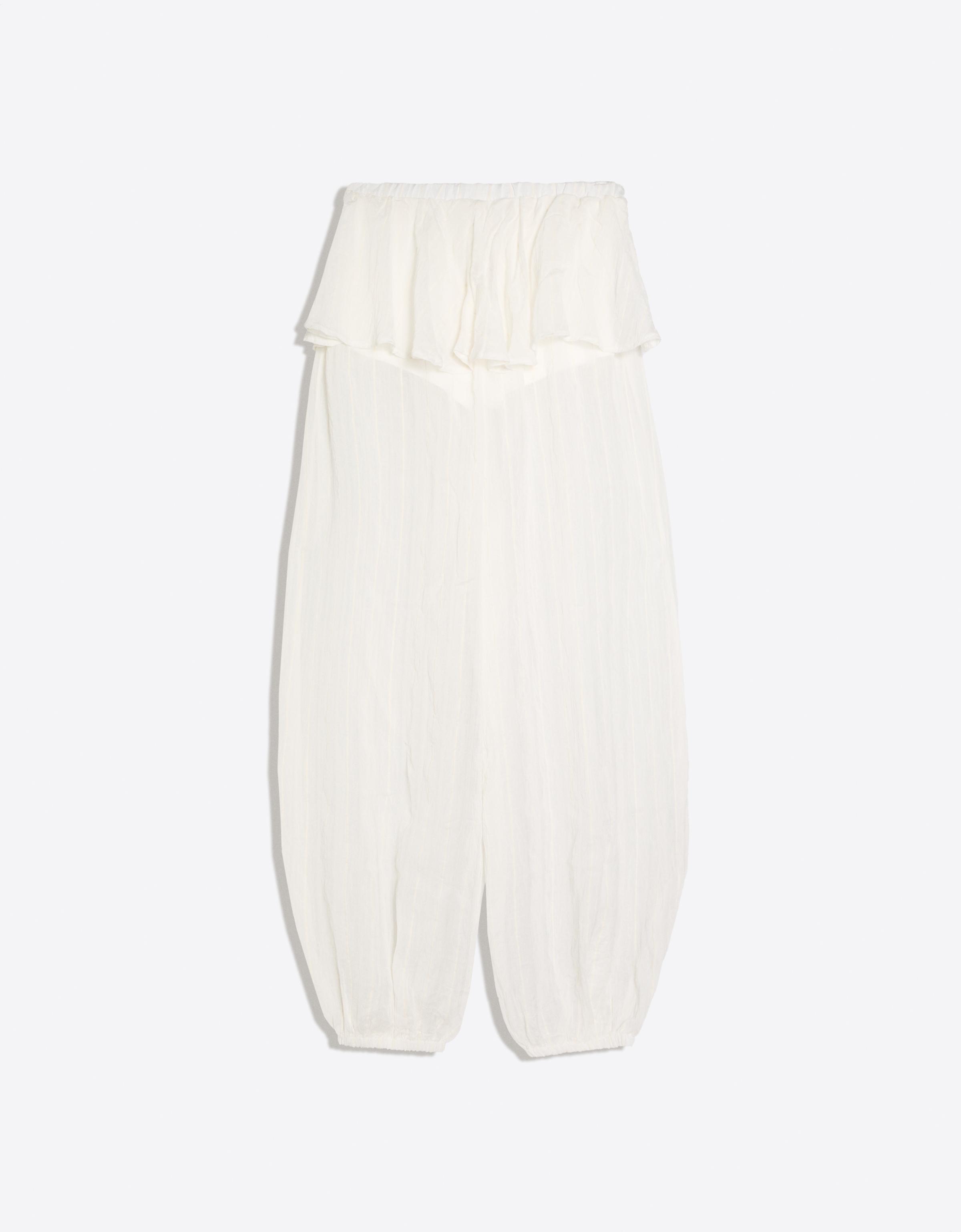 Sarouel trousers with peplum waist — Off white