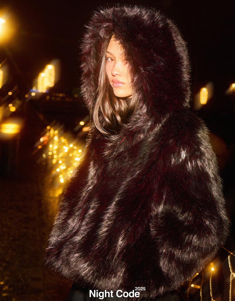 Faux fur hooded jacket