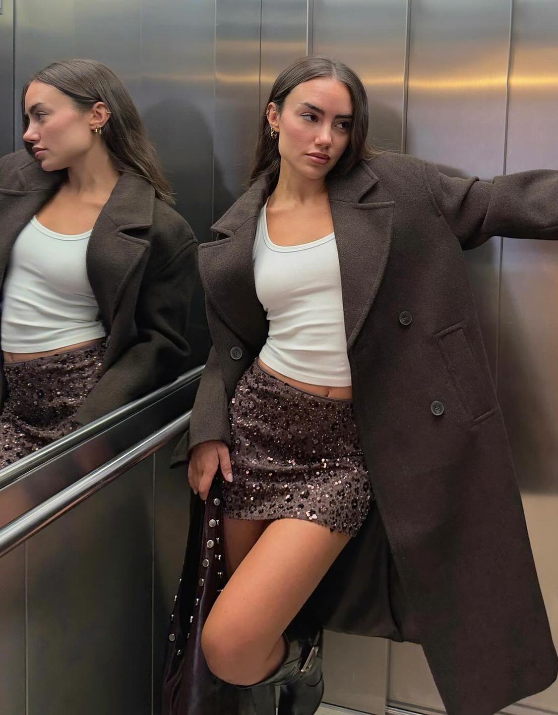 Sequinned mini skirt
