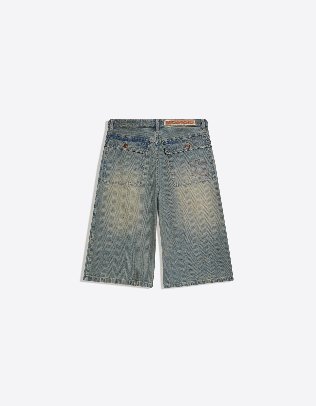 Super baggy denim Bermuda shorts — Light blue