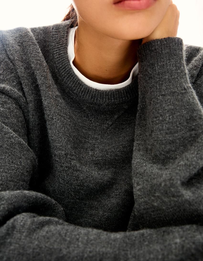 Sweater decote redondo-Cinzento-escuro-2