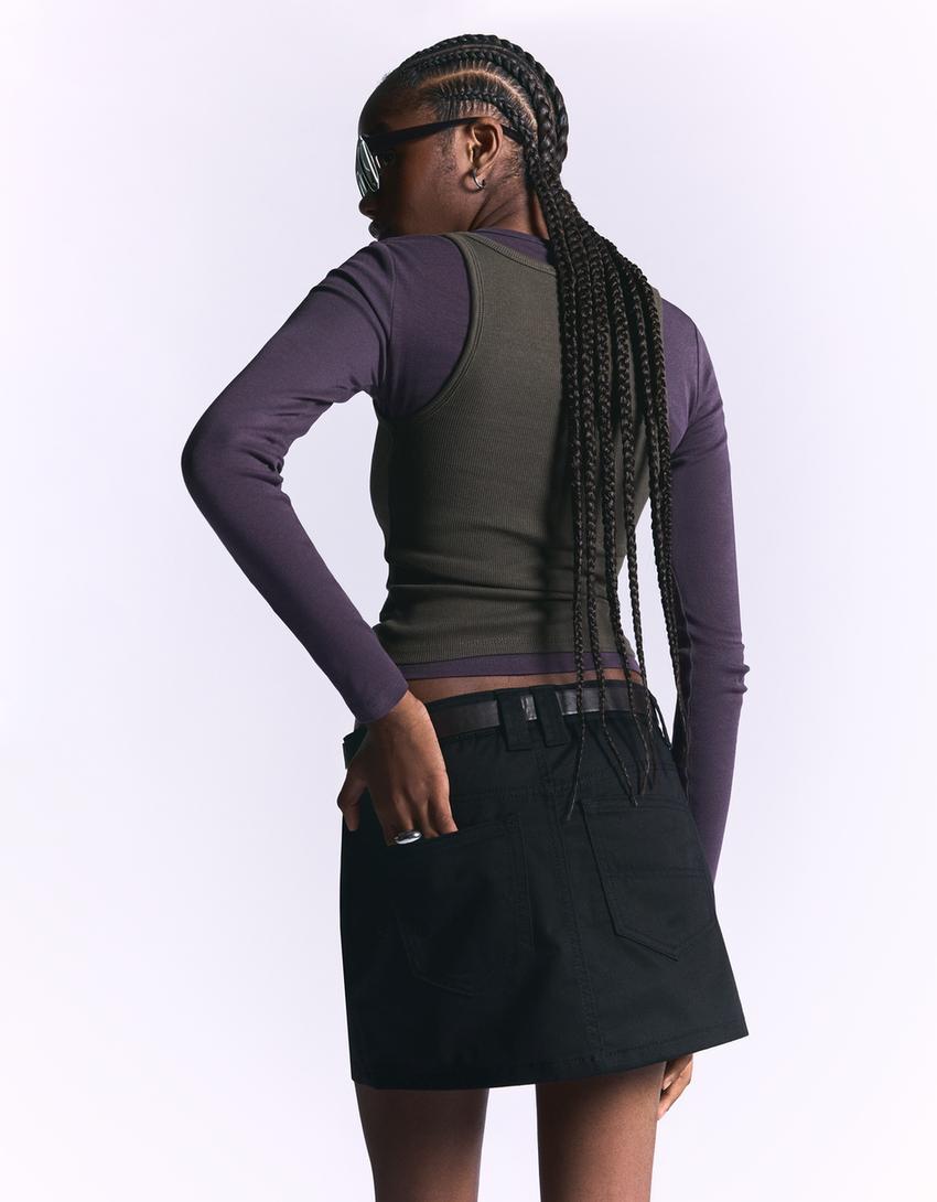 Mini-jupe ceinture-Noir