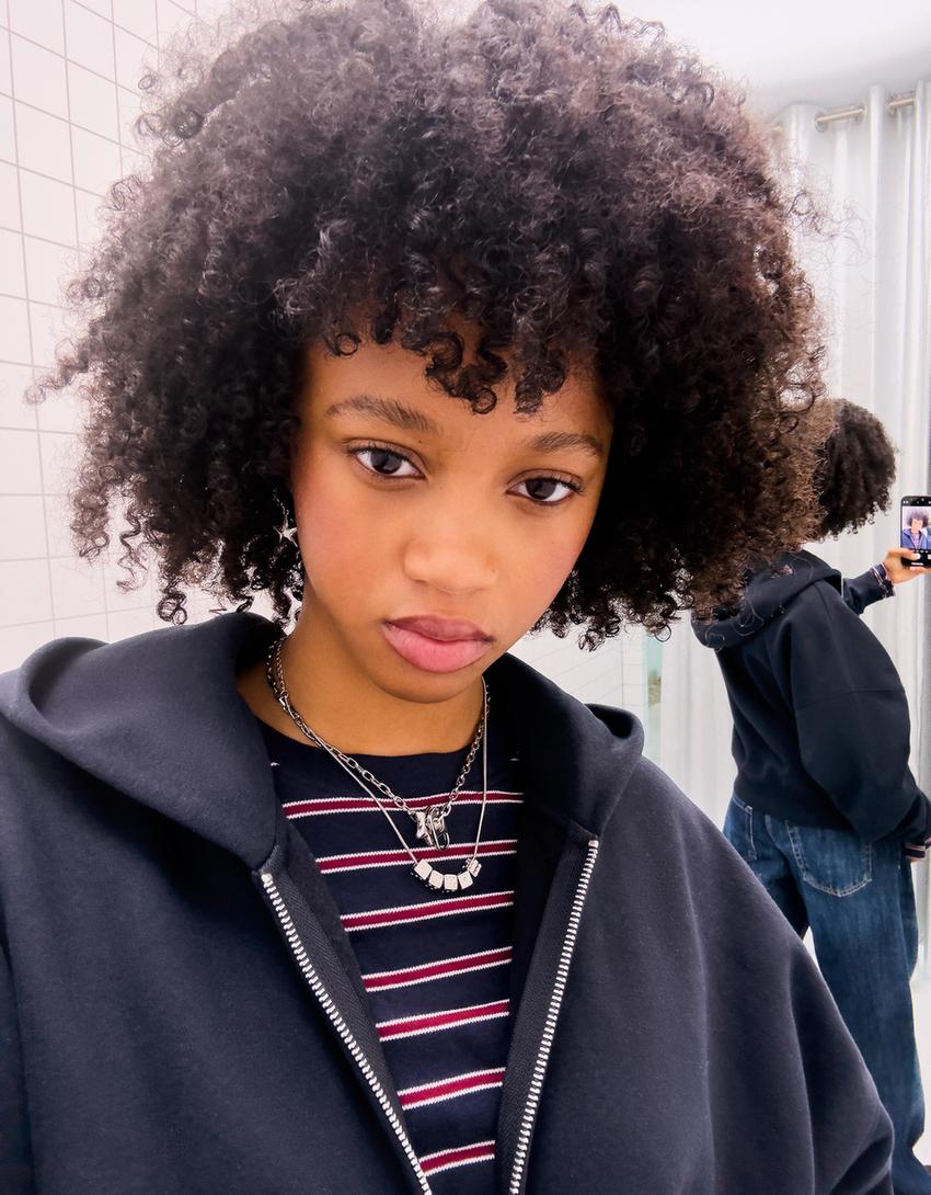 Oversize zip-up hoodie-Navy