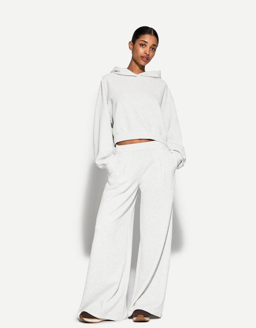 Pantalón wide leg-Gris-1