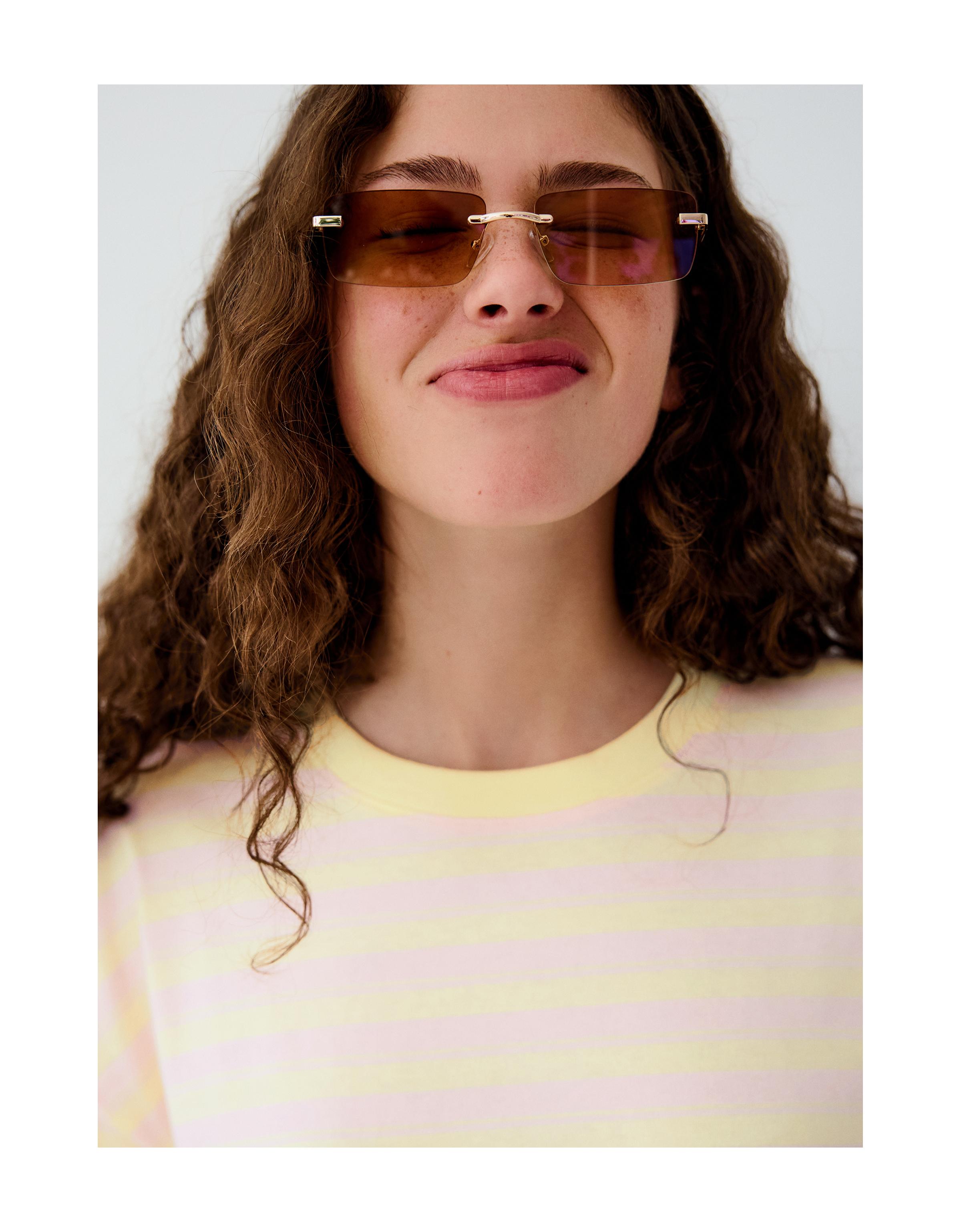 Boxy fit striped T-shirt — Yellow