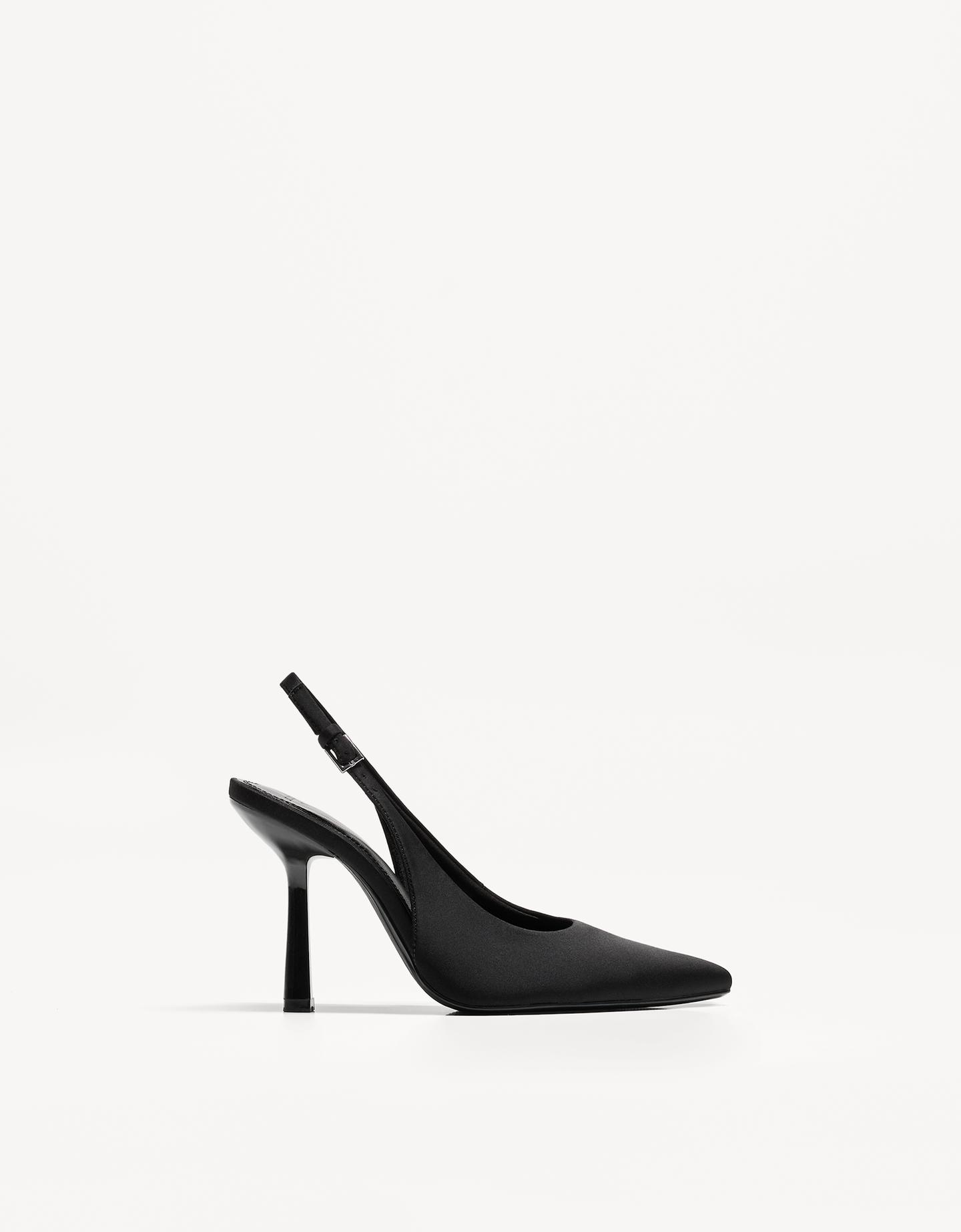 Bershka Zapato Tacón Destalonado Mujer 35 Negro