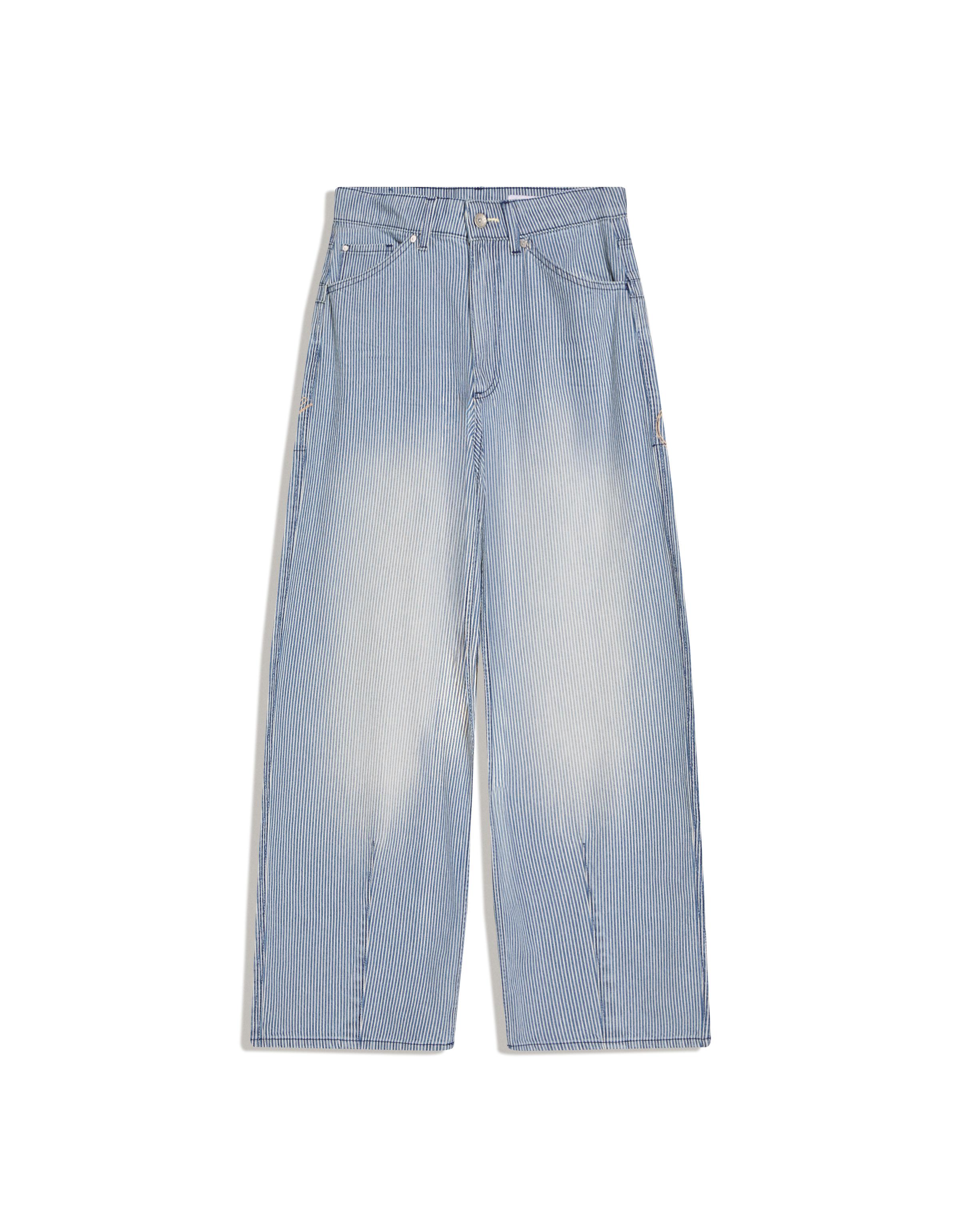 Düşük bel çizgili süper geniş paça jean - Görsel 5