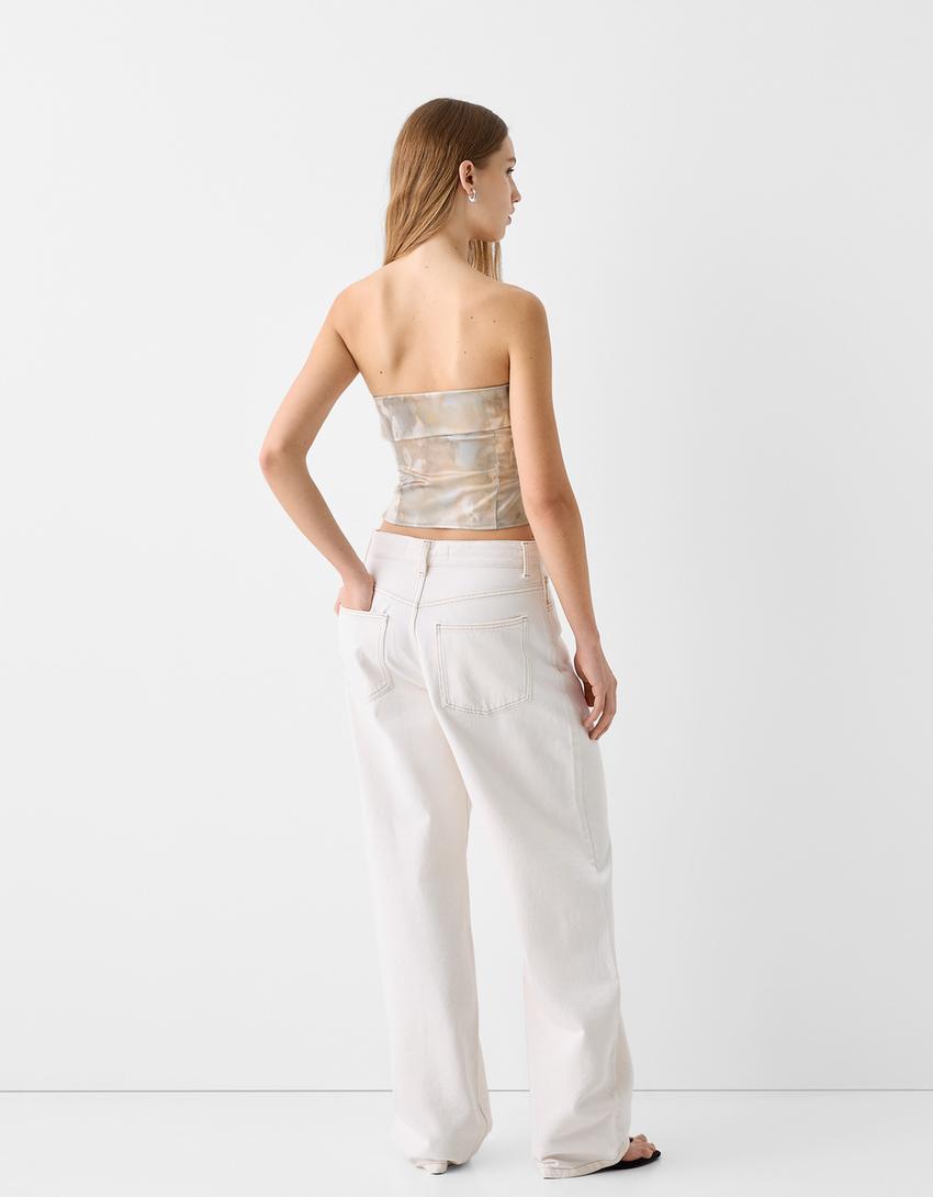 قميص كريب بطبعة وأكمام طويلة-متعدد الألوان-1