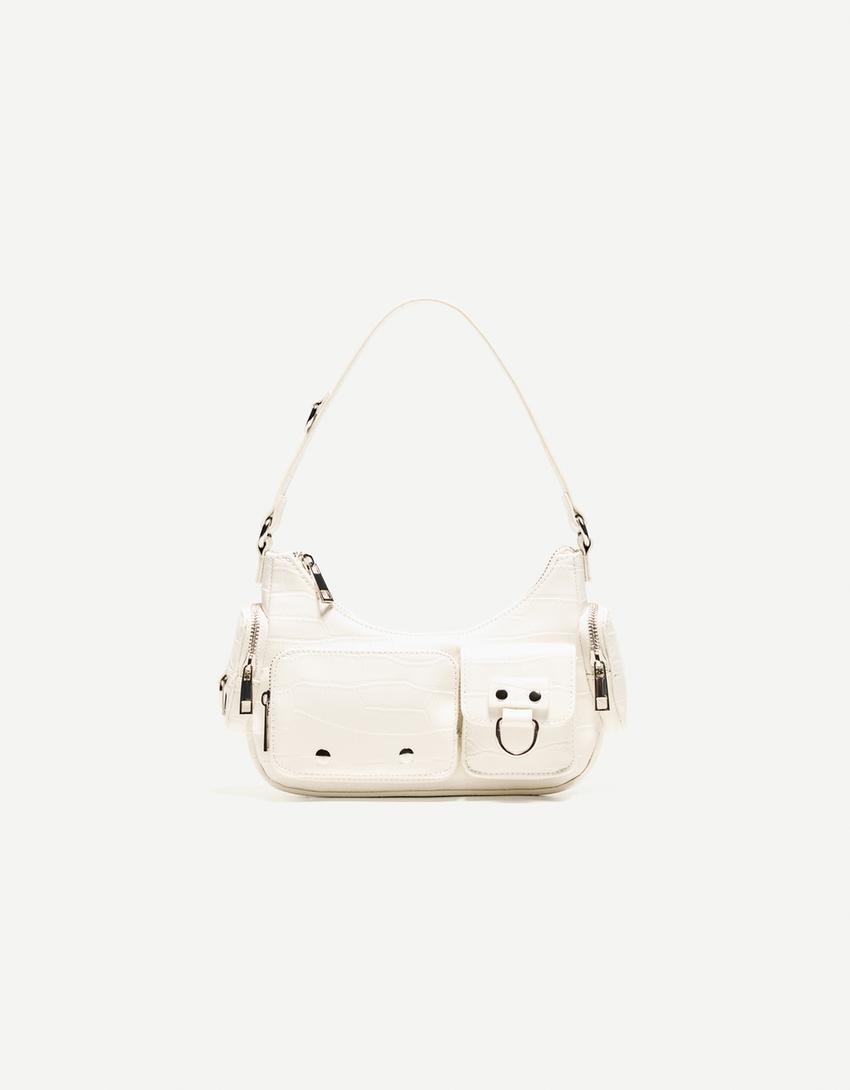 Geantă umăr multipocket-Alb murdar-0