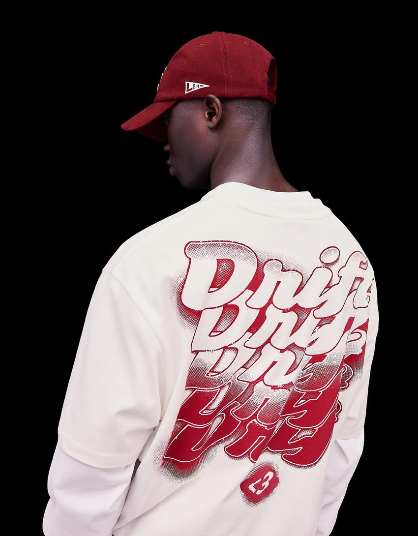 T-Shirt mit Print-Grbrochenes Weiss