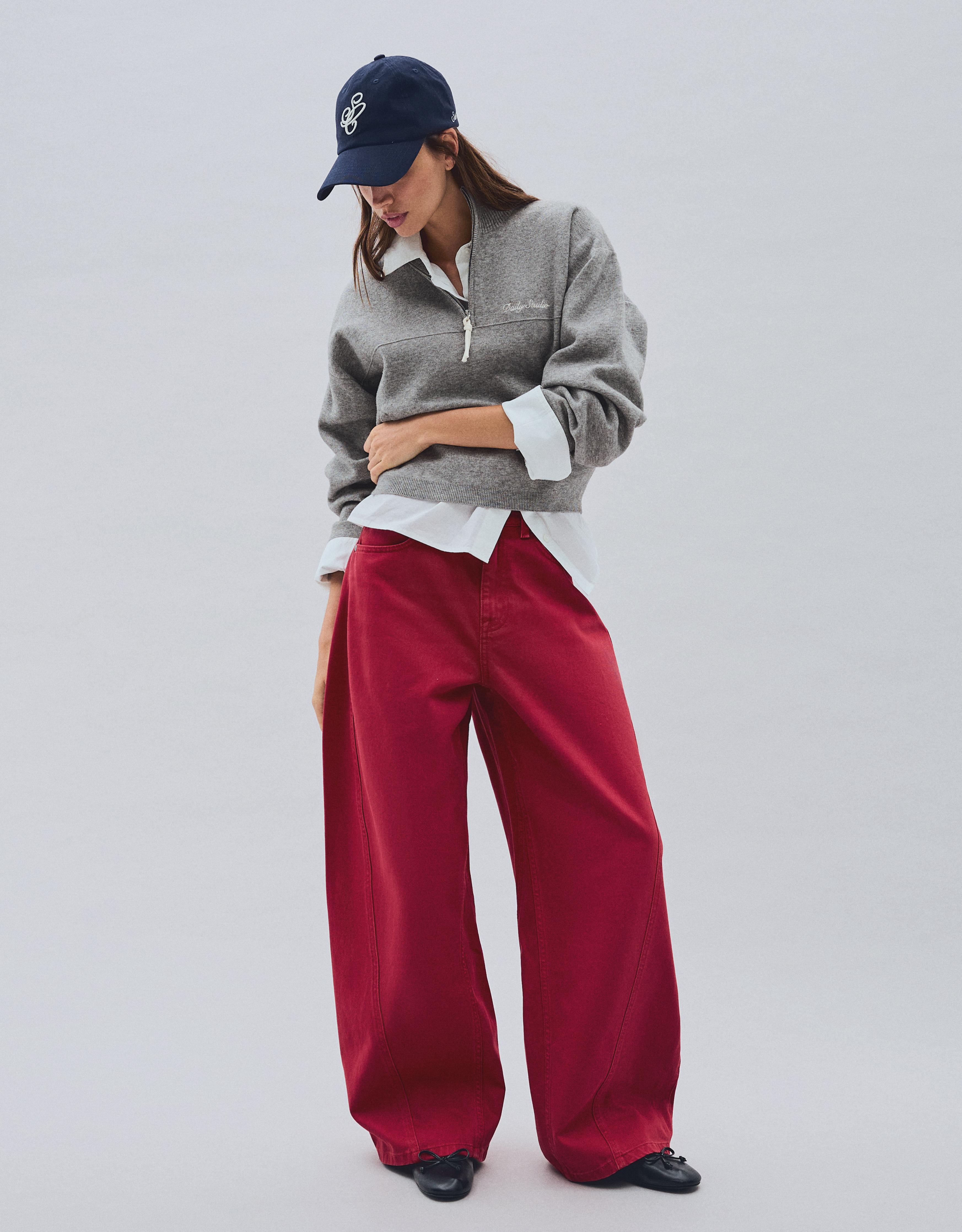 Embroidered zip-up jumper — Grey