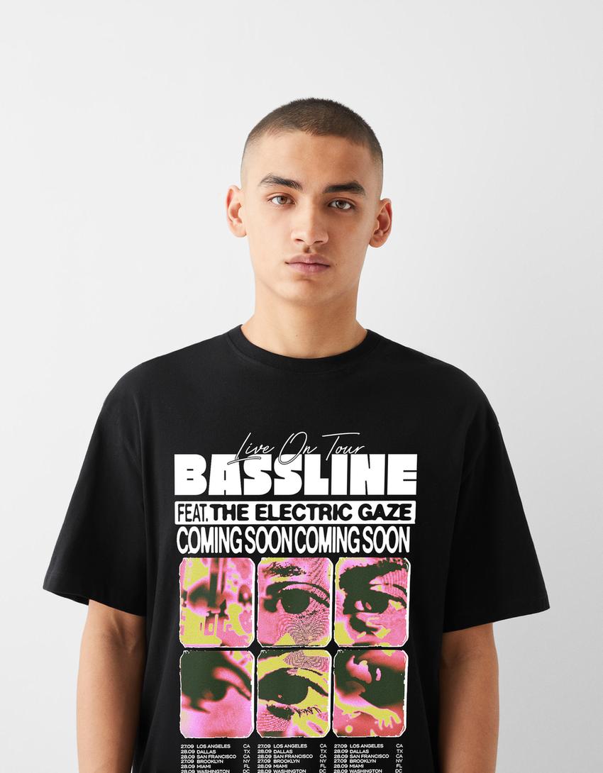 T-shirt manches courtes imprimé-Noir-3