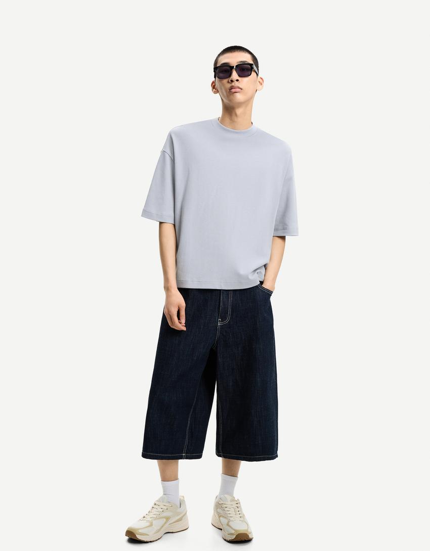 Boxy short sleeve T-shirt-Light blue
