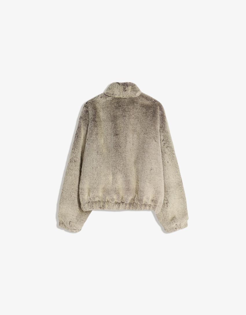 Faux fur jacket-Grey