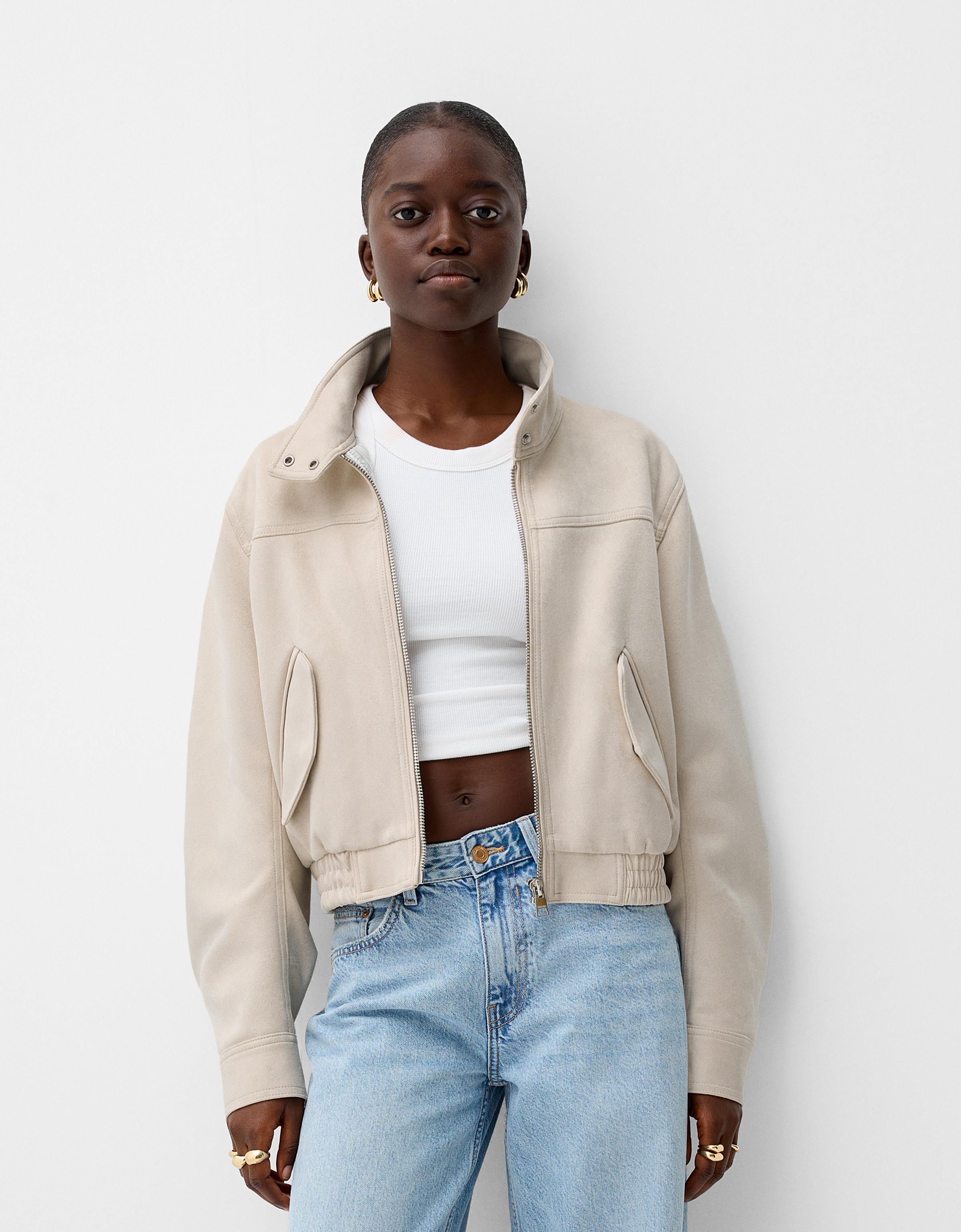 Faux suede jacket Women Bershka