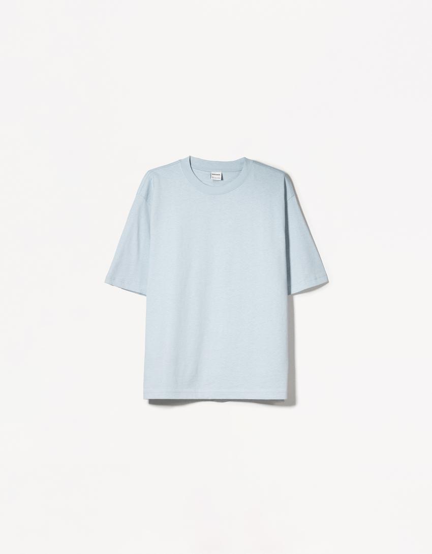 T-shirt manga curta oversize heavy cotton-Azul lavado