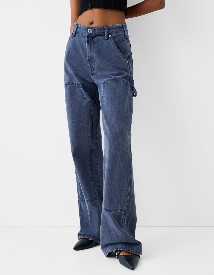 سروال عمالي ريفي تويل-أزرق داكن-1