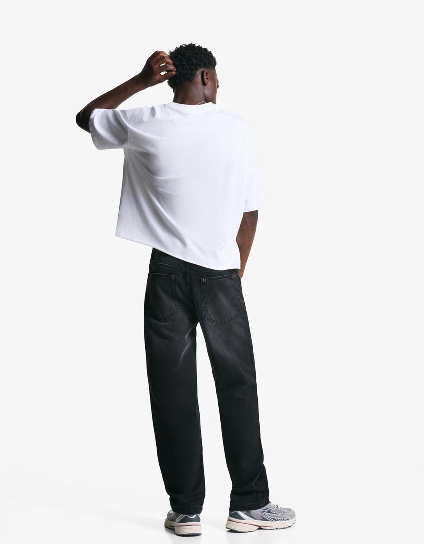 Blugi straight relaxed-Negru-1