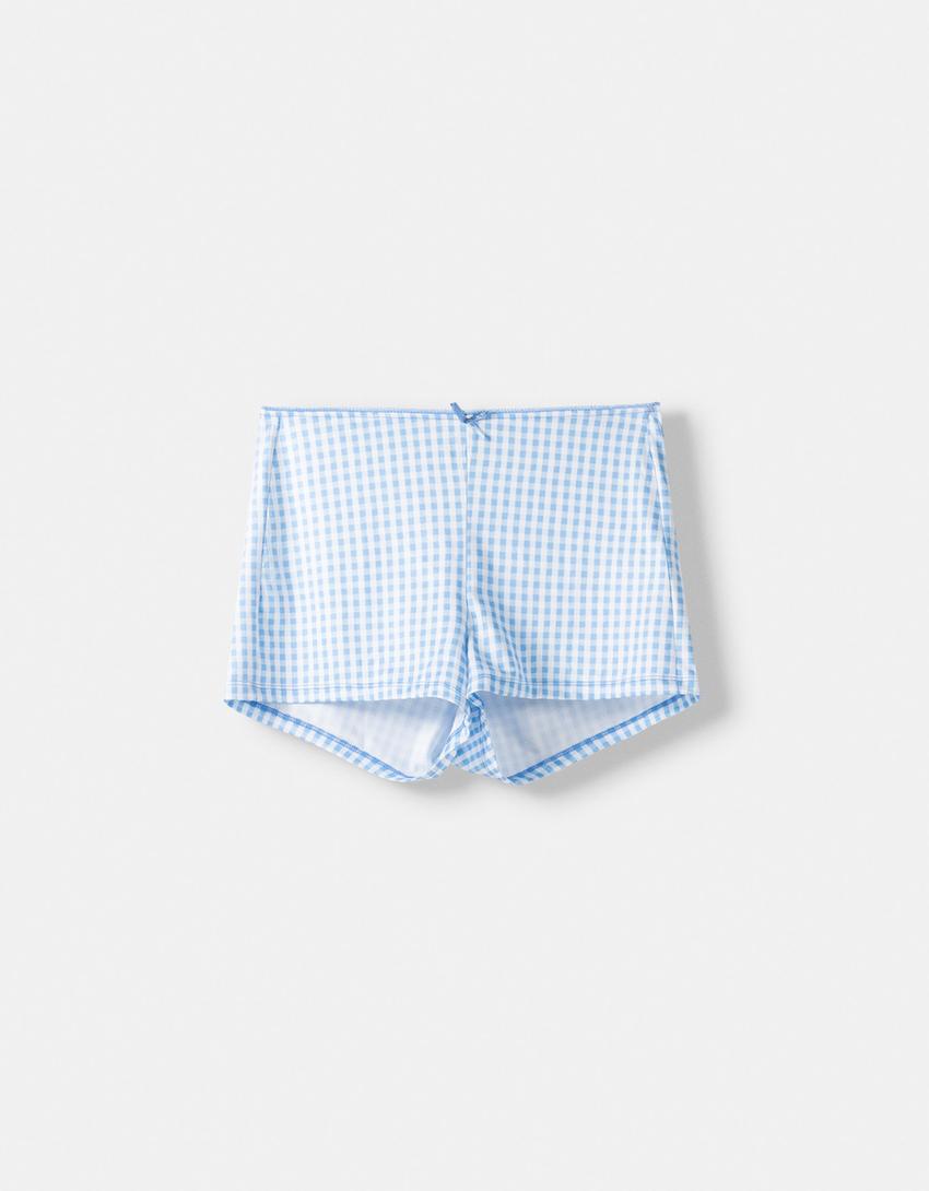 Printed top and shorts set-Light blue