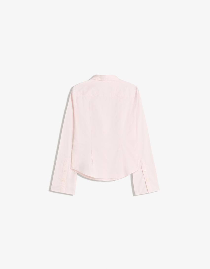 Fitted shirt with flared sleeves-Pink