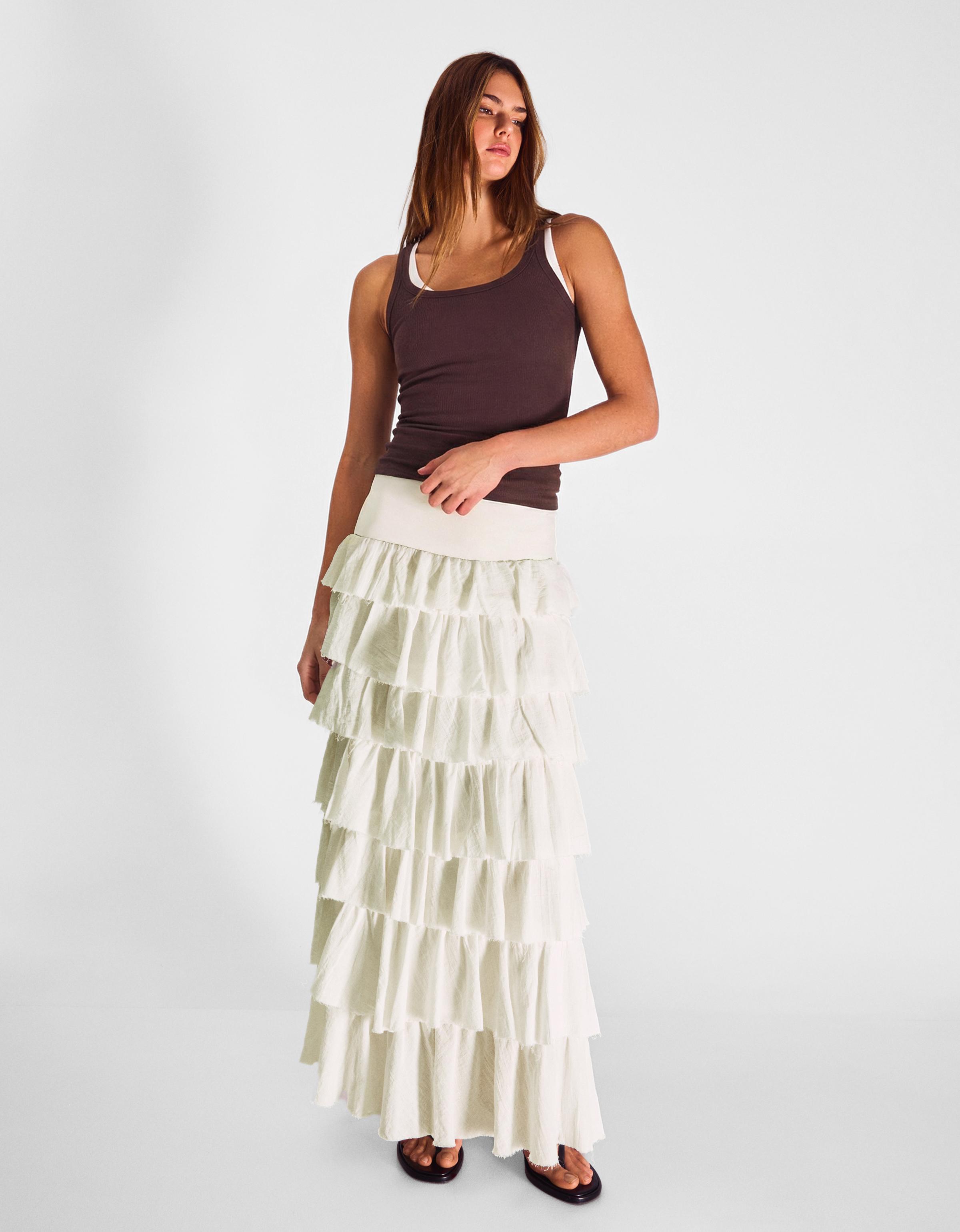 Volanlı rustik midi etek - Görsel 39