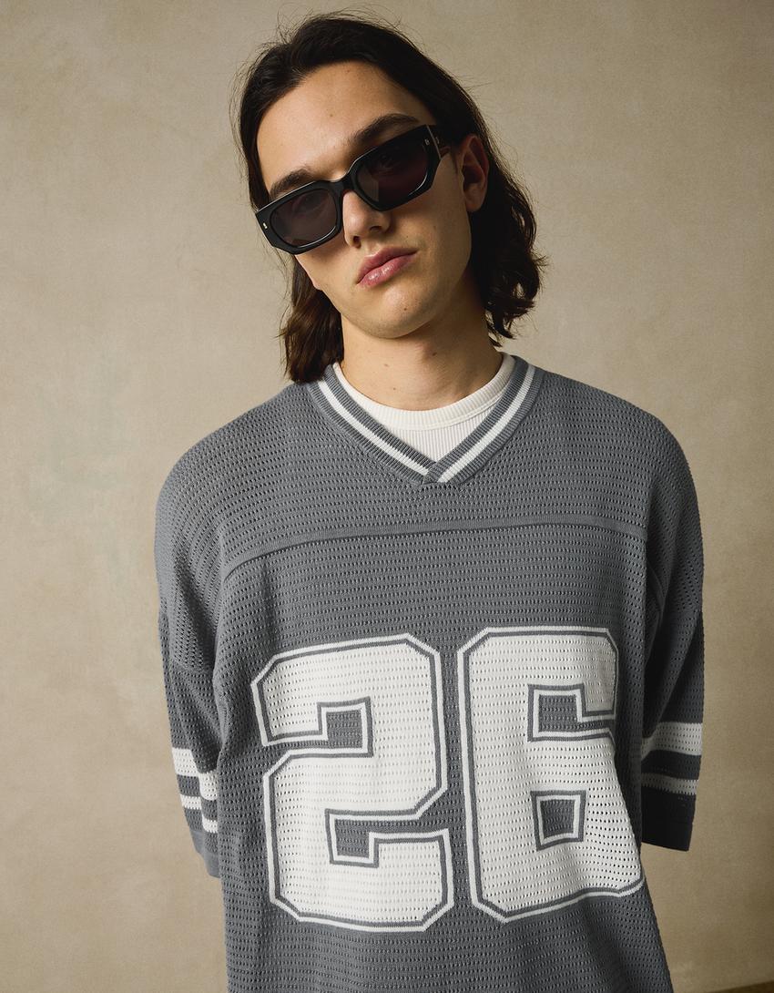 T-shirt manches courtes sport imprimé-Gris