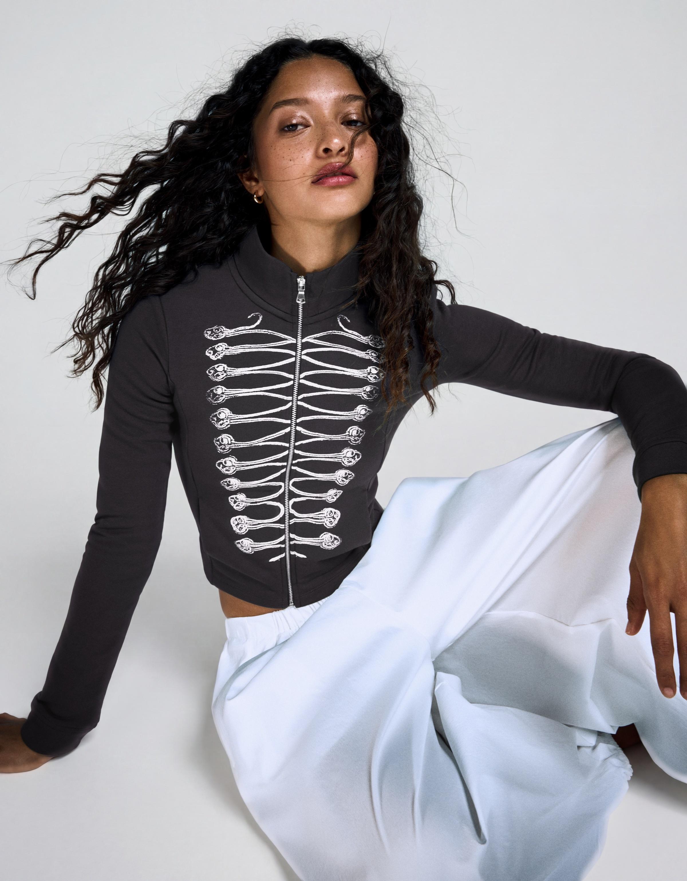 Dar kesim grafik desenli ceket - Görsel 21