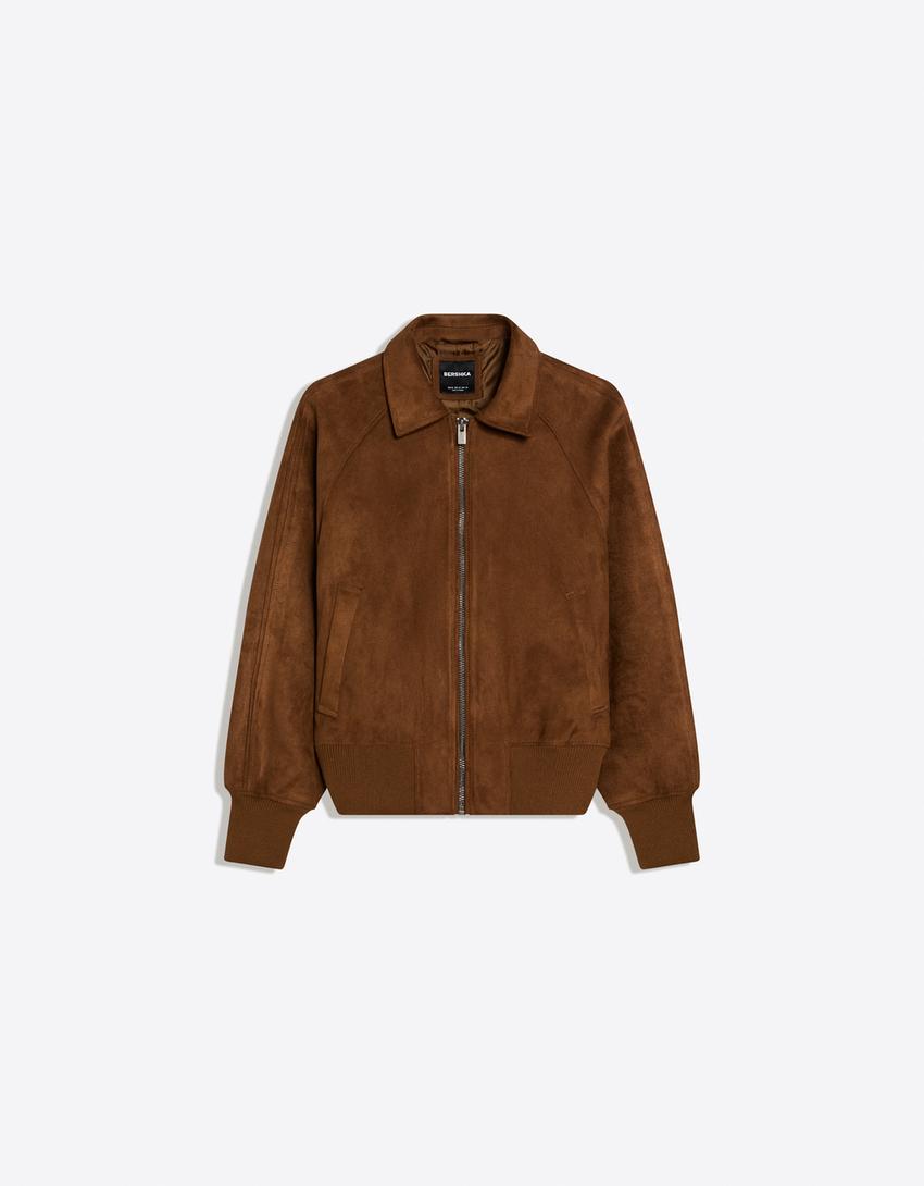 Faux suede jacket-Brown