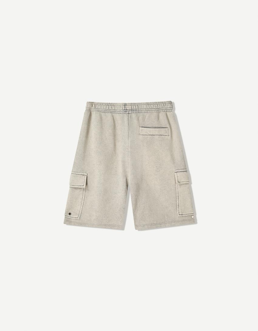 Bermuda felpa cargo-Gris-4