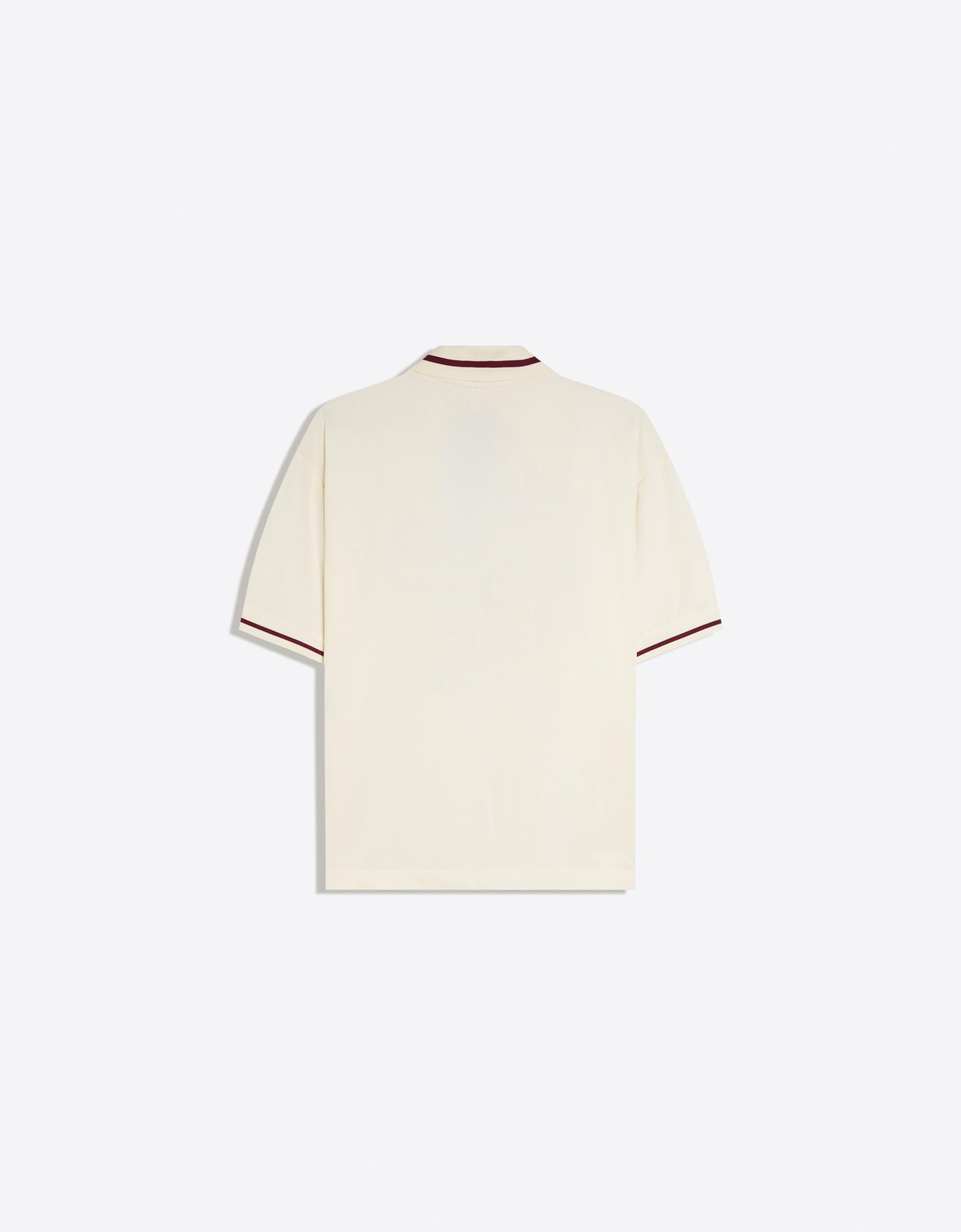 Mesh print polo shirt — Cream