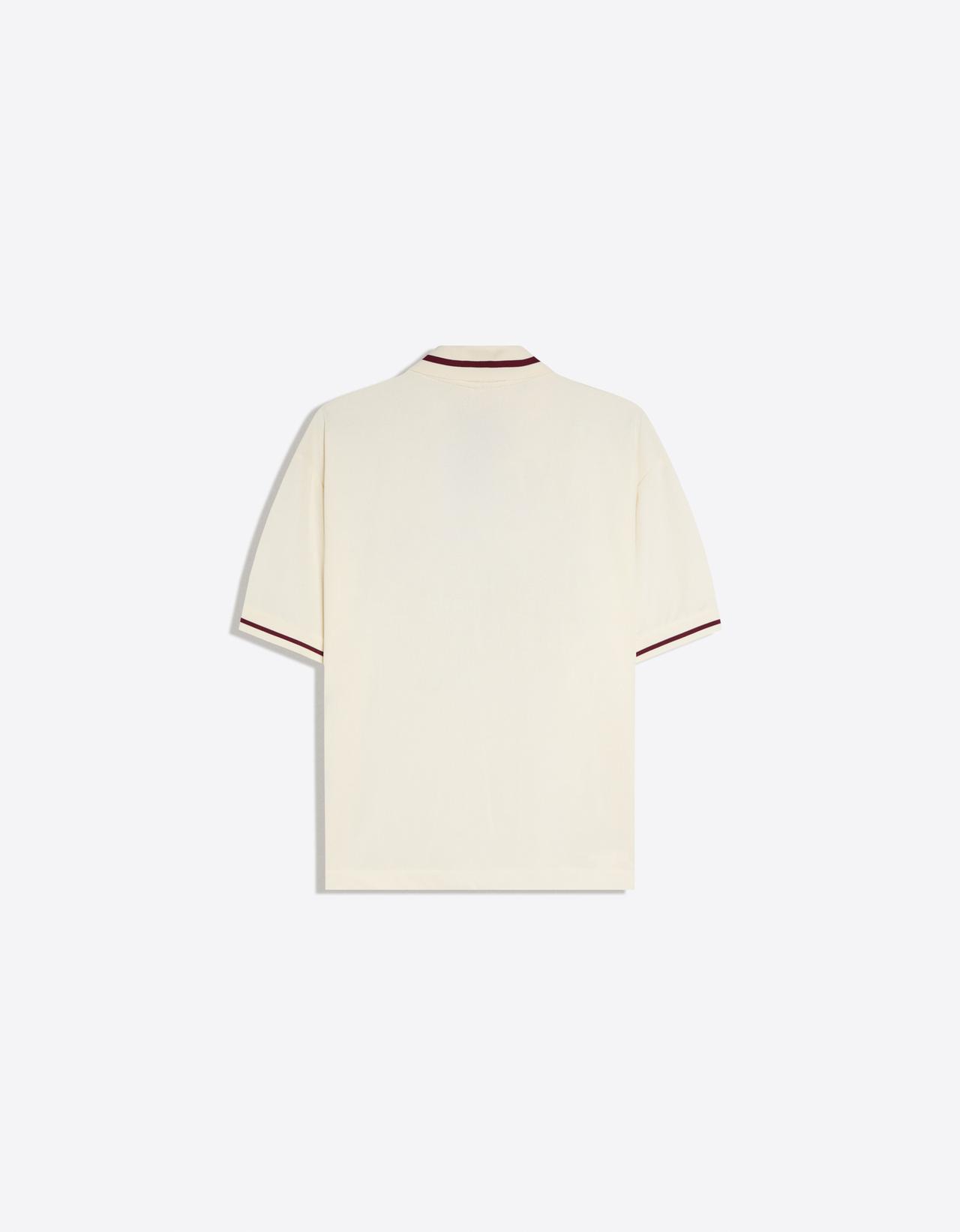 Mesh print polo shirt — Cream