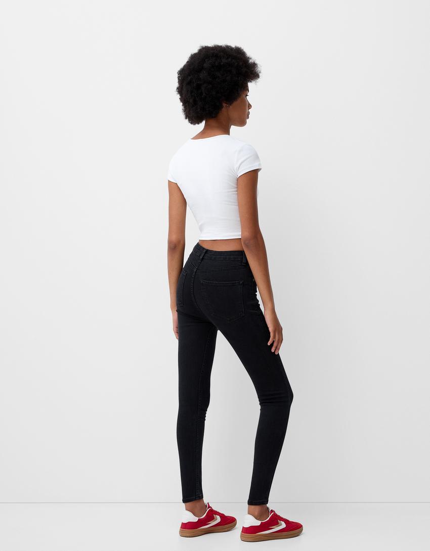 Jeans taille très haute skinny-Noir